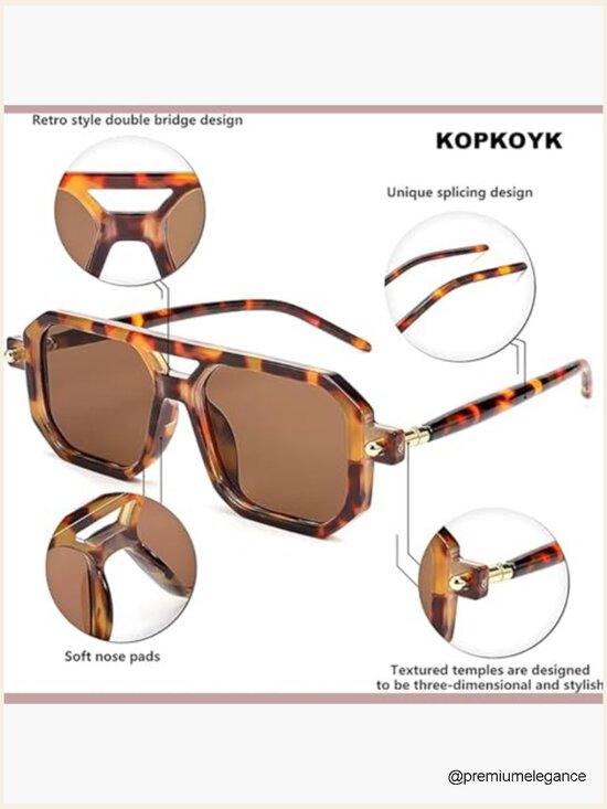 Retro 70s Aviator Sunglasses Square UV400 Vintage Sun Shades